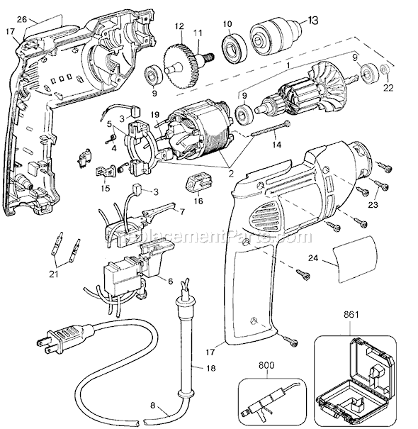 Page A Diagram and Parts List for QP250 Type 1 Black and Decker Electric Drill